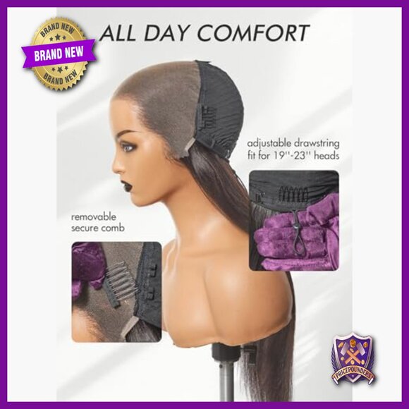 13x6 HD Lace Front Human Hair Wig Glueless Flexi-Fit Drawstring Cap 26 Inch main image 4